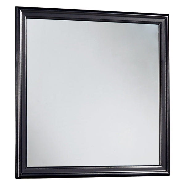 Wooden Frame Mirror with Mounting Hardware, Black and Silver - BM220169