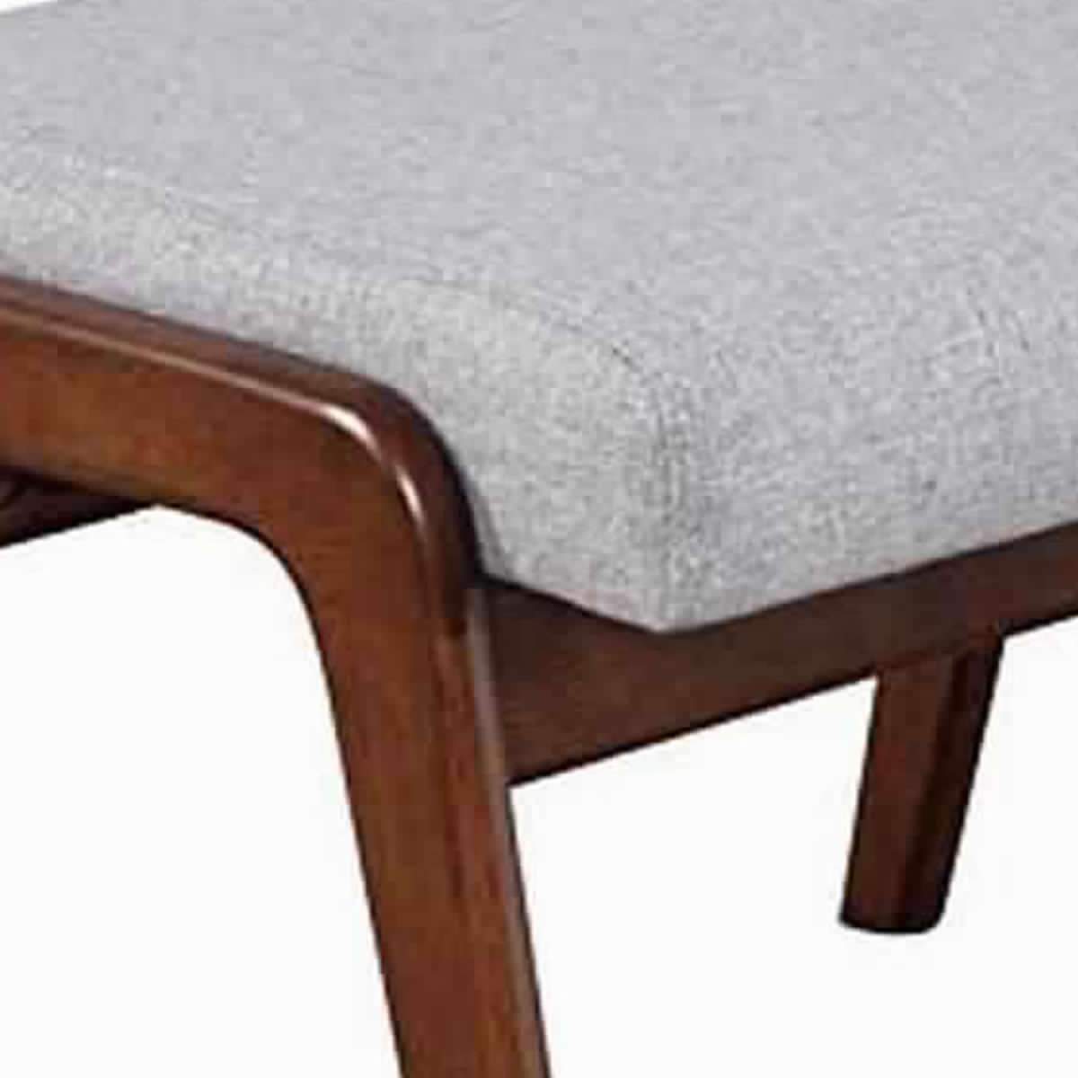 Wooden Footrest with Fabric Upholstered Padded Top, Gray and brown - BM220534