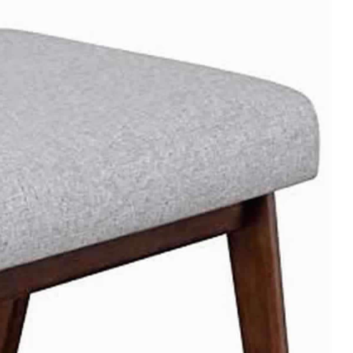 Wooden Footrest with Fabric Upholstered Padded Top, Gray and brown - BM220534