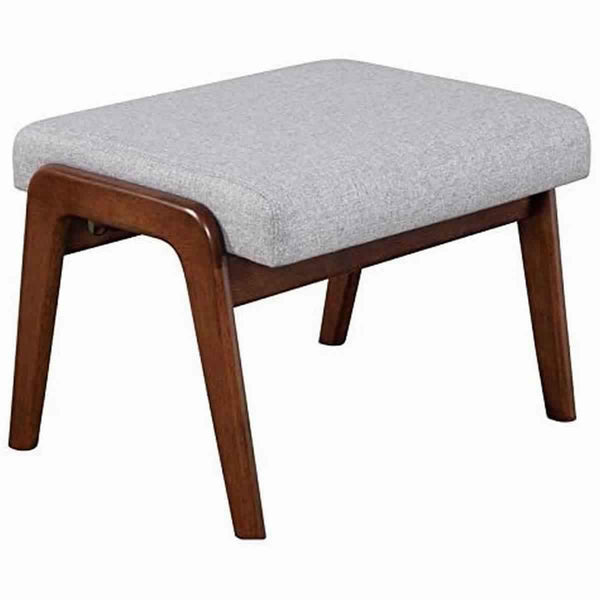 Wooden Footrest with Fabric Upholstered Padded Top, Gray and brown - BM220534