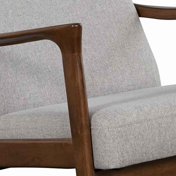 Fabric Upholstered Mid Century Wooden Lounge Chair, Gray and Brown - BM220535