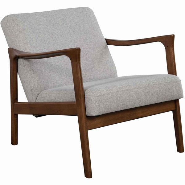 Fabric Upholstered Mid Century Wooden Lounge Chair, Gray and Brown - BM220535