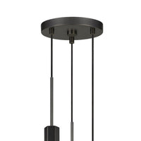 Hexagonal Metal Frame 3 LED Light Pendant with Glass Diffuser, Black - BM220654