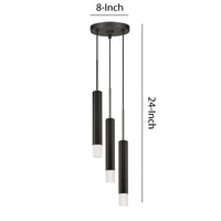 Hexagonal Metal Frame 3 LED Light Pendant with Glass Diffuser, Black - BM220654