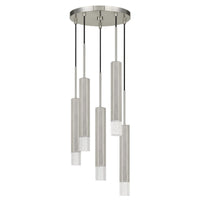 Hexagonal Metal Frame 5 LED Light Pendant with Glass Diffuser, Gray - BM220655