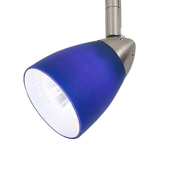 Hand Blown Glass Shade Adjustable Track Light Head with Metal Frame, Blue - BM220747