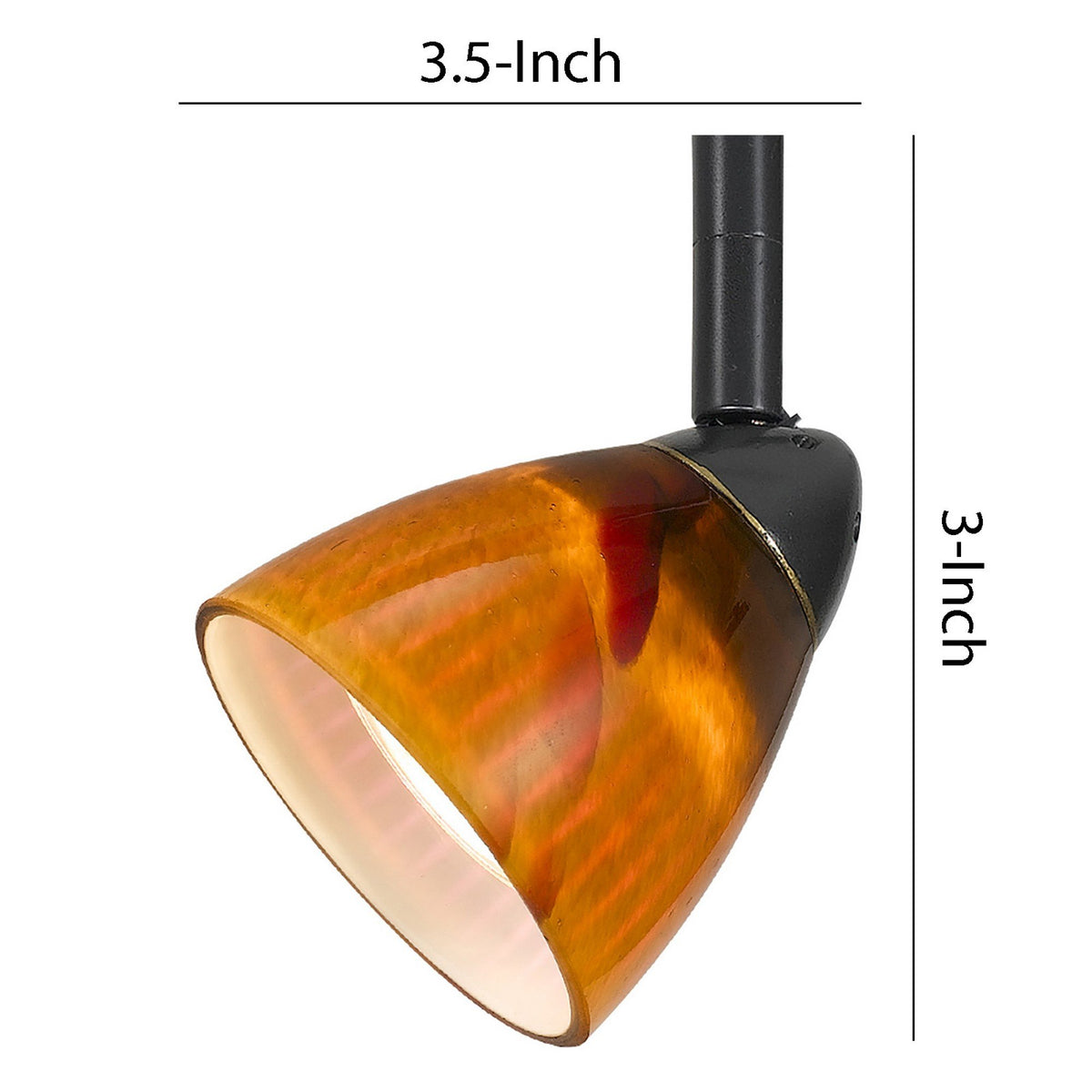Hand Blown Glass Shade Track Light Fixture with Metal Frame, Dark Bronze - BM220755