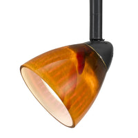 Hand Blown Glass Shade Track Light Fixture with Metal Frame, Dark Bronze - BM220755