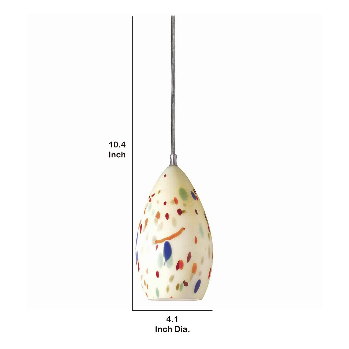 1 Light Glass Shade Pendant Lighting with Canopy, Set of 4,Cream and Chrome - BM220772