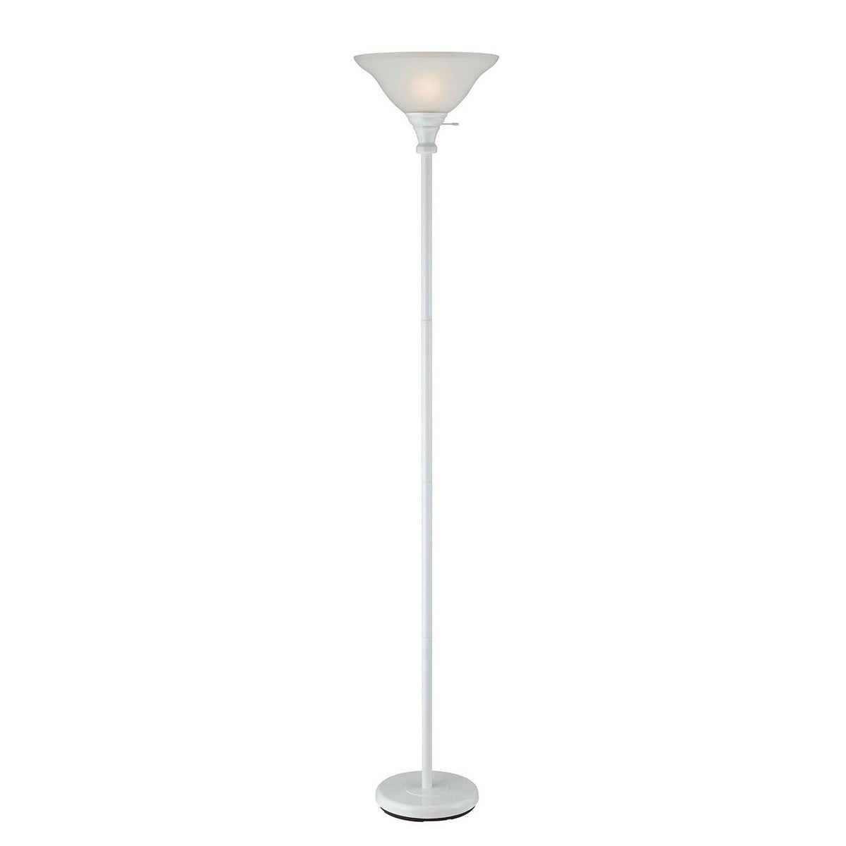 3 Way Torchiere Floor Lamp with Frosted Glass shade and Stable Base, White - BM220817