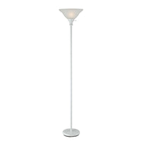 3 Way Torchiere Floor Lamp with Frosted Glass shade and Stable Base, White - BM220817
