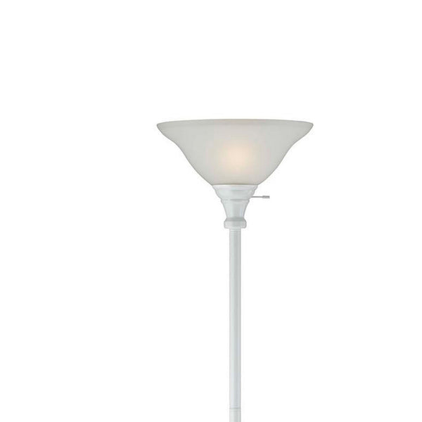 3 Way Torchiere Floor Lamp with Frosted Glass shade and Stable Base, White - BM220817