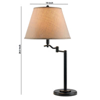 3 Way Metal Body Table Lamp with Swing Arm and Conical Fabric Shade, Black - BM220834