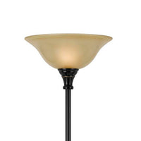 Metal Body Torchiere Floor Lamp with Attached Reading Light, Black - BM220835