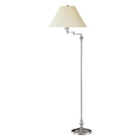 150 Watt Metal Floor Lamp with Swing Arm and Fabric Conical Shade, Silver - BM220860