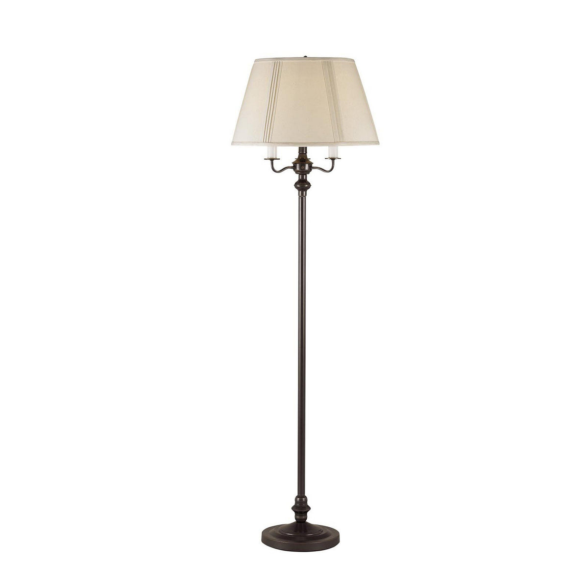 150 Watt 6 Way Metal Floor Lamp with Fabric Tapered Shade, Bronze - BM220864
