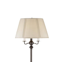 150 Watt 6 Way Metal Floor Lamp with Fabric Tapered Shade, Bronze - BM220864