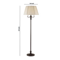 150 Watt 6 Way Metal Floor Lamp with Fabric Tapered Shade, Bronze - BM220864