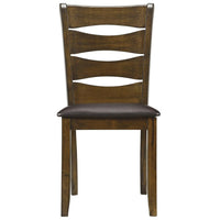 Transitional Ladder Back Side Chair with Leatherette Seat, Set of 2, Brown - BM220891