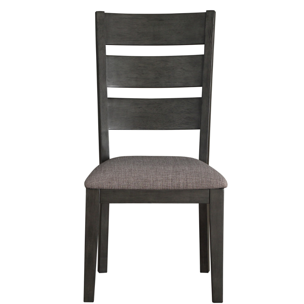 Transitional Wooden Side Chair, Fabric Padded Seat, Set of 2, Gray - BM220920