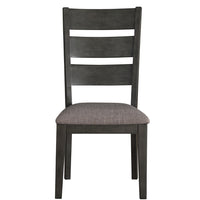 Transitional Wooden Side Chair, Fabric Padded Seat, Set of 2, Gray - BM220920