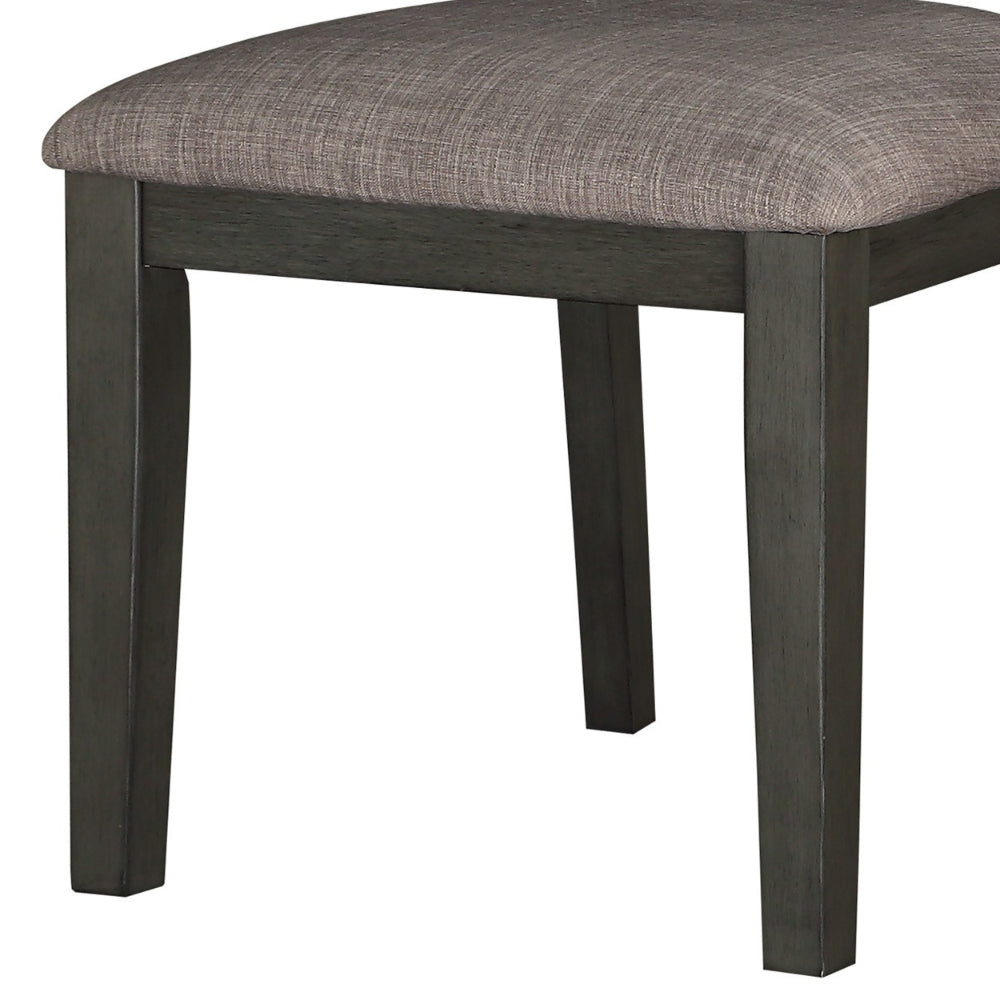 Transitional Wooden Side Chair, Fabric Padded Seat, Set of 2, Gray - BM220920