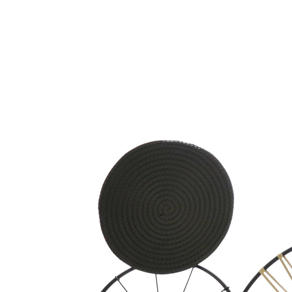 Circular 5 Piece Metal Wall Decor with Wheel and Plate Design, Black - BM221153