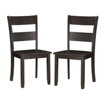 Transitional Wooden Side Chair with Ladder Backrest, Set of 2, Dark Brown - BM221384