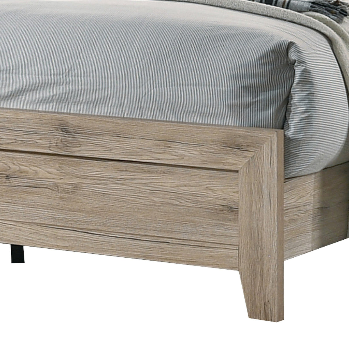Wooden Eastern King Bed with Grains and Knots, Natural Brown - BM221446