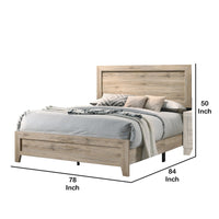 Wooden Eastern King Bed with Grains and Knots, Natural Brown - BM221446