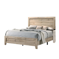 Wooden Eastern King Bed with Grains and Knots, Natural Brown - BM221446