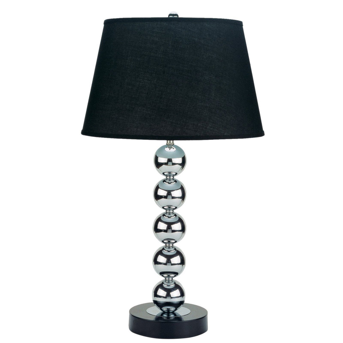 27 Inch Modern Table Lamp, Spindle Design Body, Set of 2, Black, Chrome - BM221556