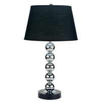 27 Inch Modern Table Lamp, Spindle Design Body, Set of 2, Black, Chrome - BM221556