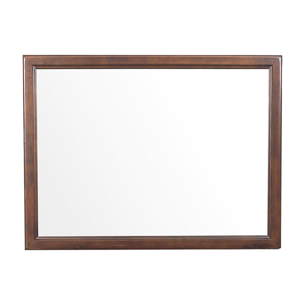 Wooden Square Mirror with Molded Details and Dual Texture, Brown - BM222704