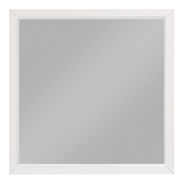 Transitional Style Square Wooden Frame Mirror, White - BM222740