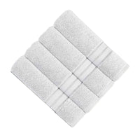 Bergamo 4 Piece Spun loft Towels with Stripes and Twill Weave The Urban Port, White - BM222865
