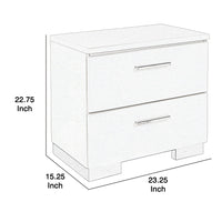 2 Drawer Wooden Nightstand with Metal Base and Bar Handles, White - BM223271