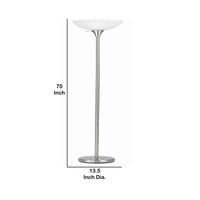3 Way Torchiere Floor Lamp with Frosted Glass shade and Stable Base, White - BM223598