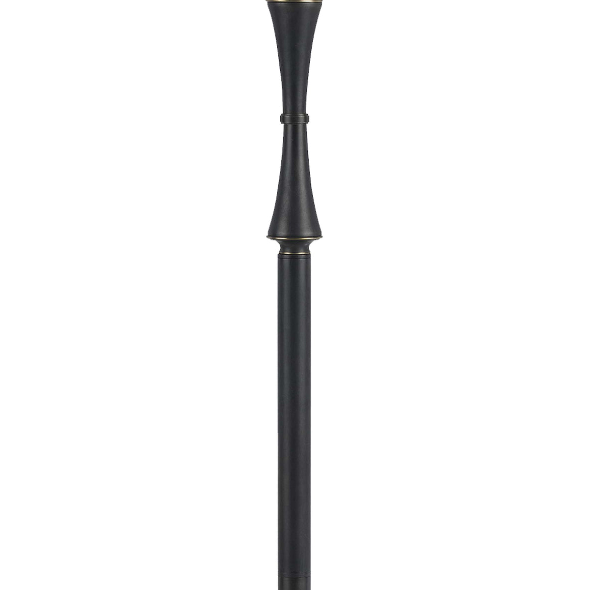 Metal Body Floor Lamp with Fabric Tapered Bell Shade, Black and Beige - BM223603