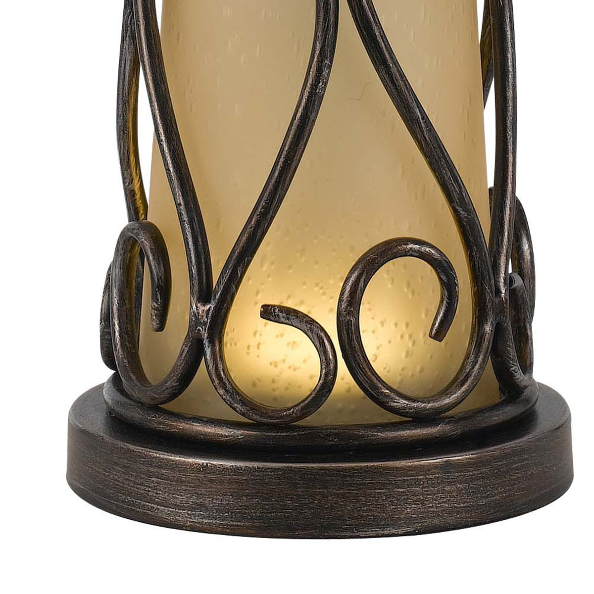 3 Way Table Tamp with Frosted Glass Body and Fabric Shade, Light Brown - BM223622