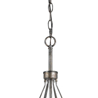 3 Bulb Pendent with Round Burlap Shade and Metal Frame, Beige - BM223631