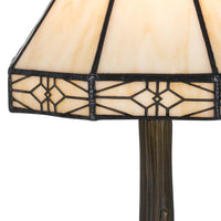 Tree Like Metal Body Tiffany Table lamp with Conical Shade,Beige and Bronze - BM223640
