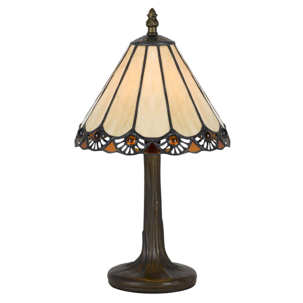 Tree Like Metal Body Tiffany Table lamp with Conical Shade,Bronze and Beige - BM223643