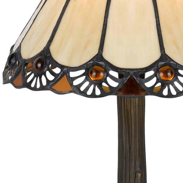 Tree Like Metal Body Tiffany Table lamp with Conical Shade,Bronze and Beige - BM223643