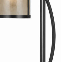 60 Watt Table Lamp with Metal Body and Mica Drum Shade, Black - BM223695