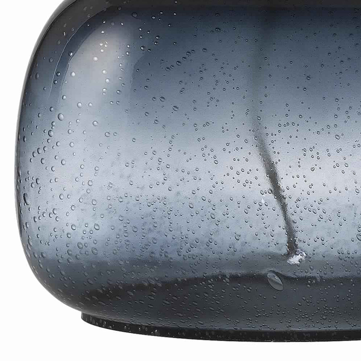 Glass Body Table Lamp with Drum Shade and Bubble Design, Blue and White - BM223699