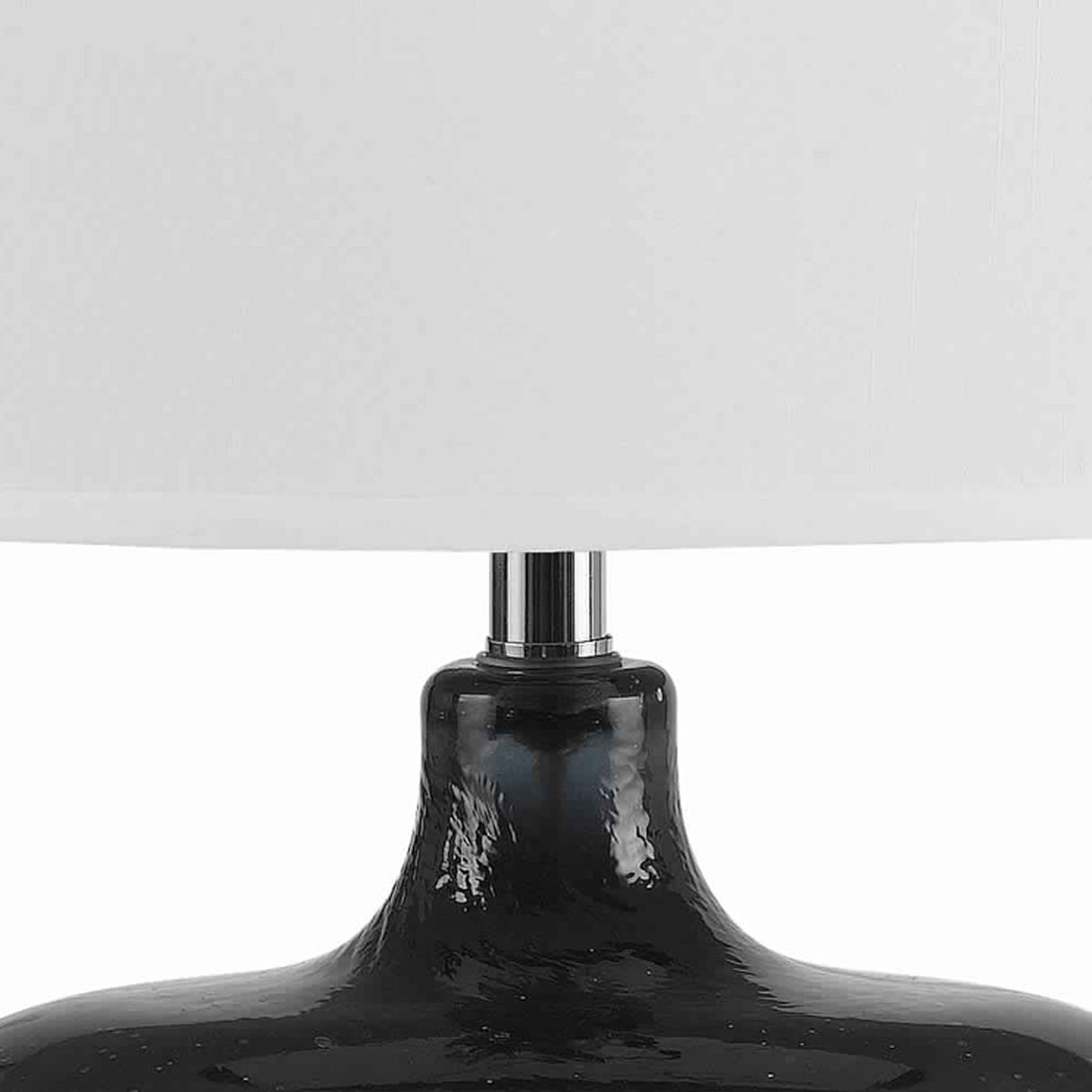 Glass Body Table Lamp with Drum Shade and Bubble Design, Blue and White - BM223699