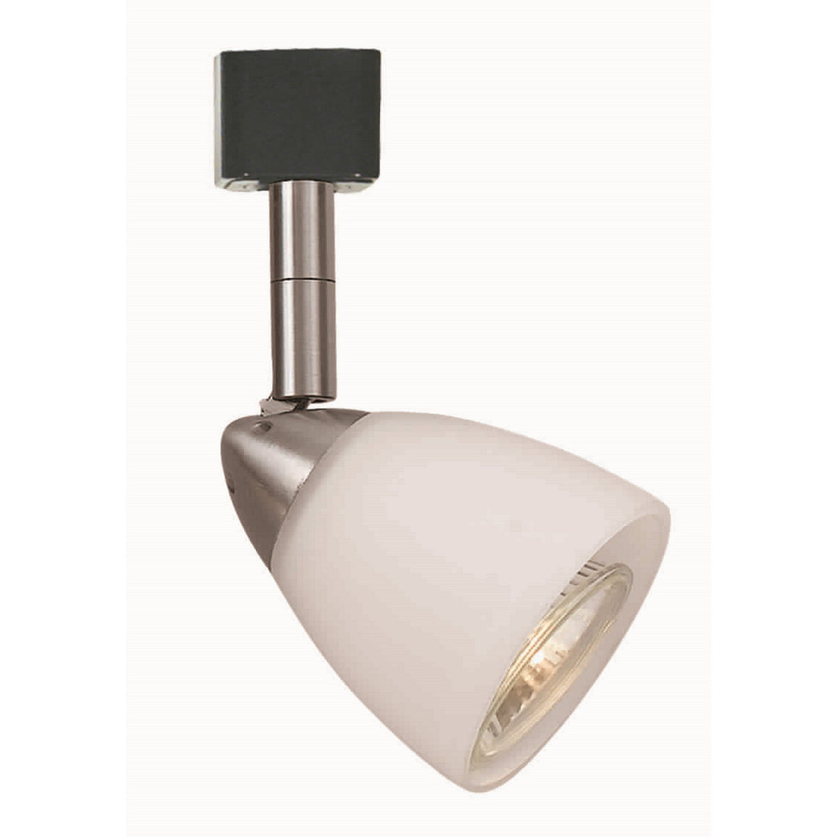 Metal Track Light with Interchangeable Round Glass Shade, Silver and White - BM224647