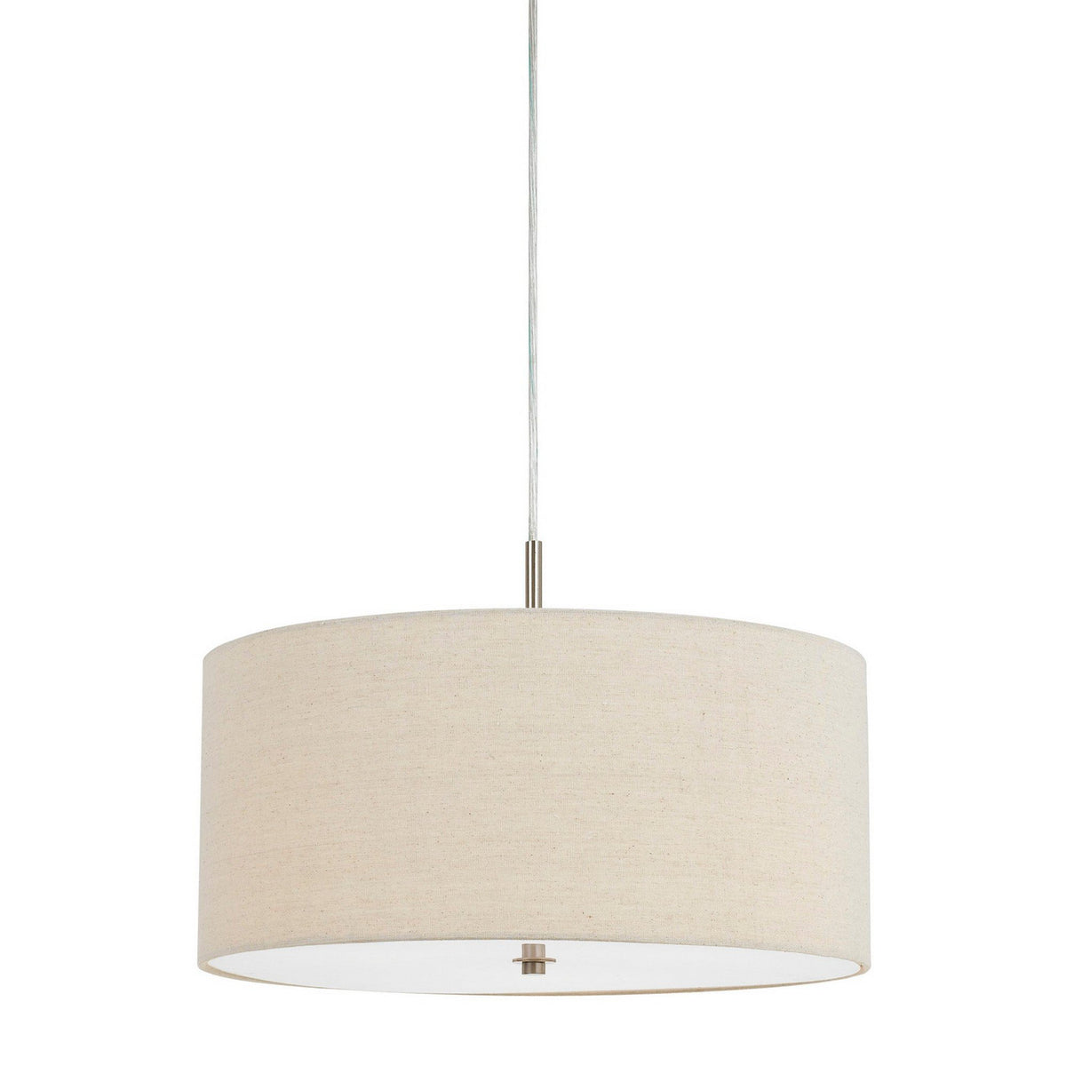 Metal Pendant Lighting with Fabric Circular Drum Shade, Off White - BM224940