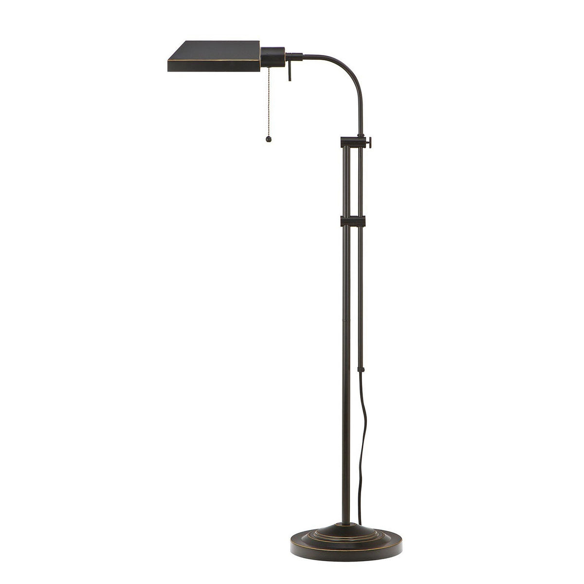 Metal Rectangular Floor Lamp with Adjustable Pole, Dark Bronze - BM225081